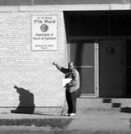 Photo of Wayne Strnad in front of 37th Ward Streets and Sanitation Office