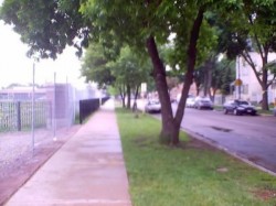 Sidewalk outside of the park